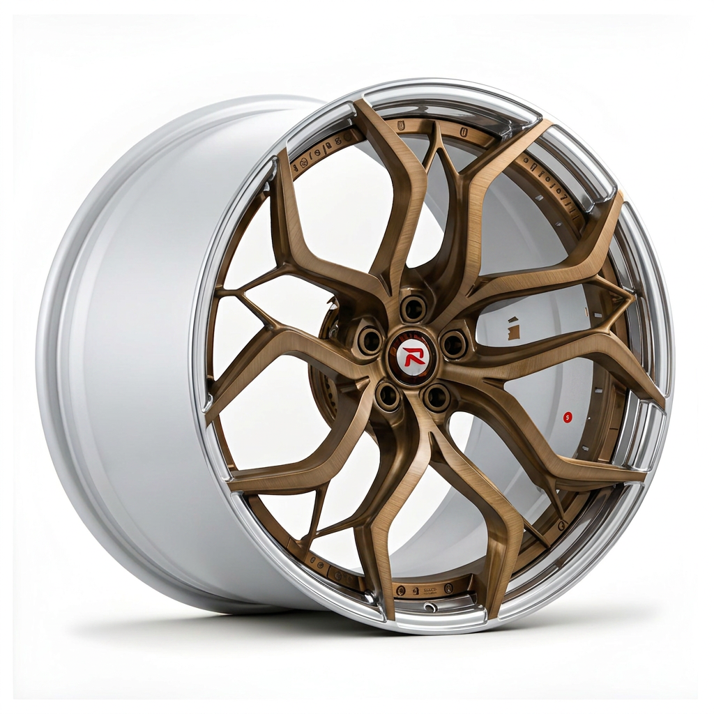 RZR XVIII forged wheel — Brushed Bronze / Polished Lip