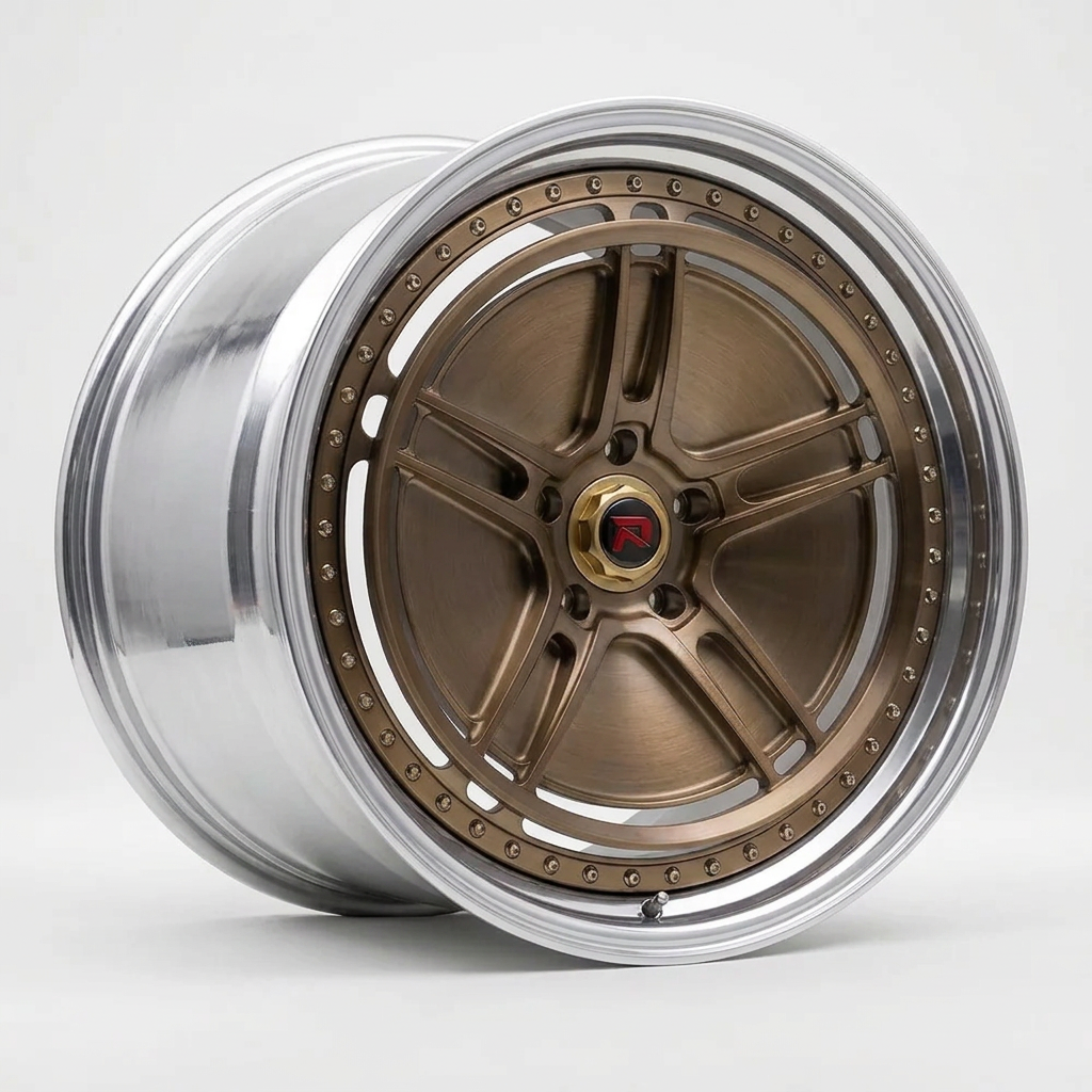 RZR XL forged wheel — Brushed Bronze / Polished Lip