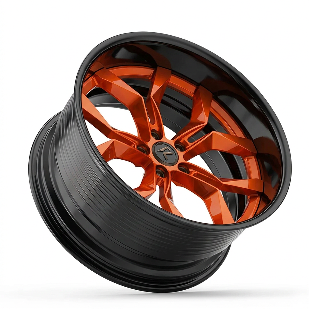 RZR LIX forged wheel — Candy Orange / Gloss Black Lip