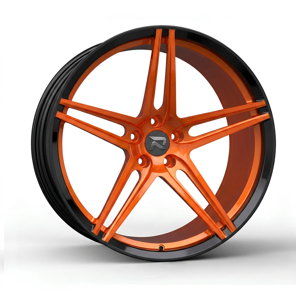 RZR CXXVII forged wheel — Candy Orange / Gloss Black Lip