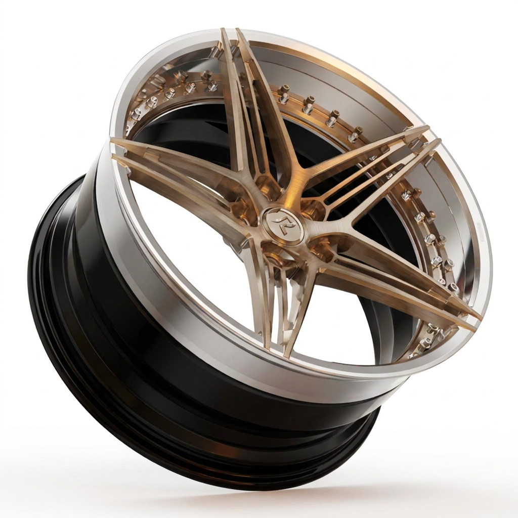 RZR VII forged wheel — Brushed Bronze / Gloss Black Barrel