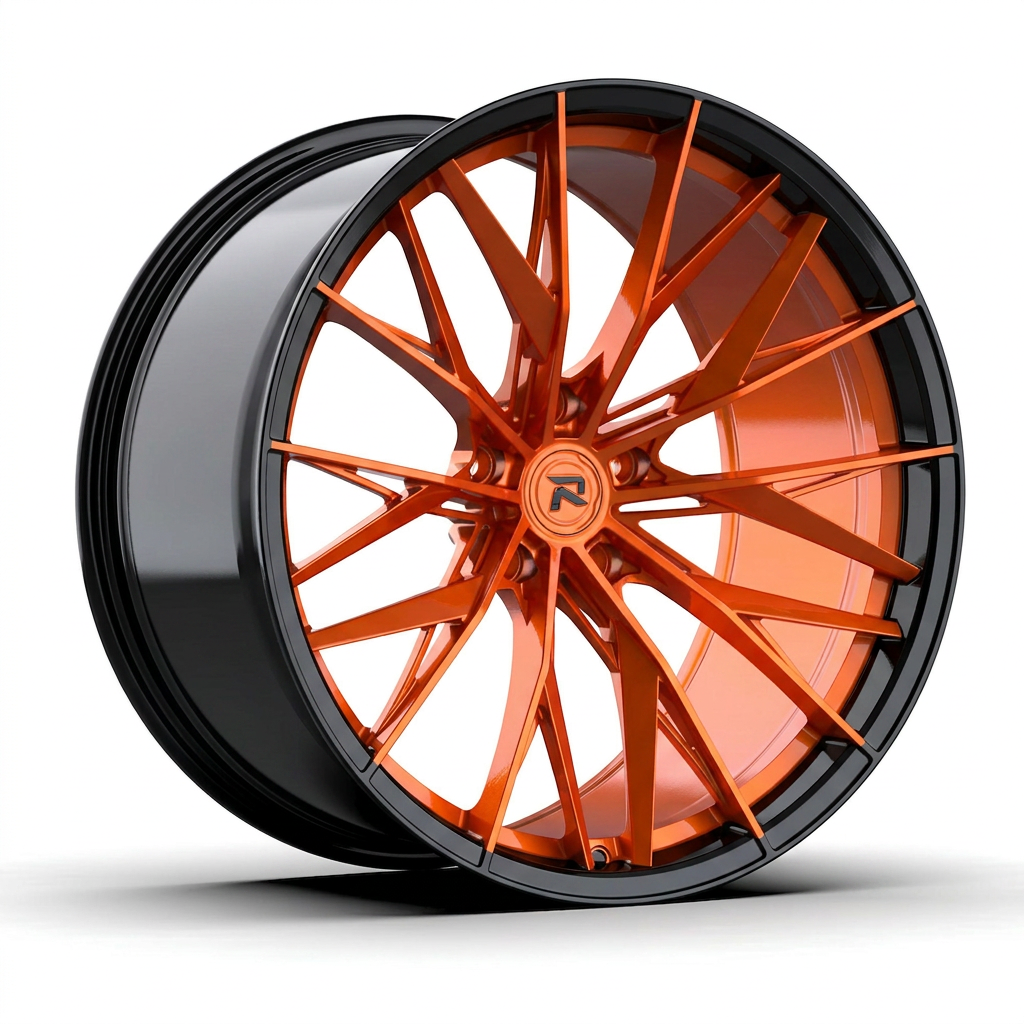 RZR CXXXVI forged wheel — Candy Orange / Gloss Black Lip