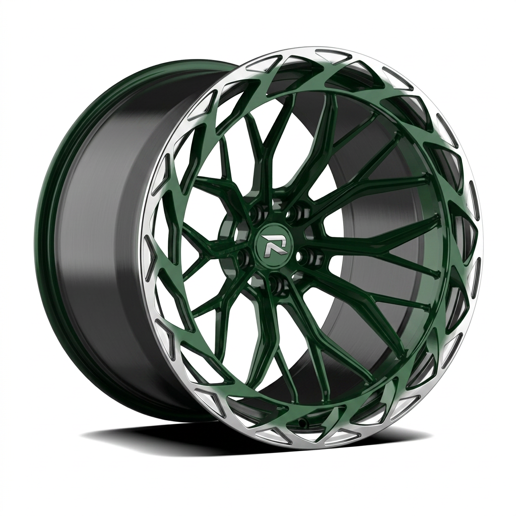 RZR CXXXIX forged wheel — British Racing Green / Polished Lip