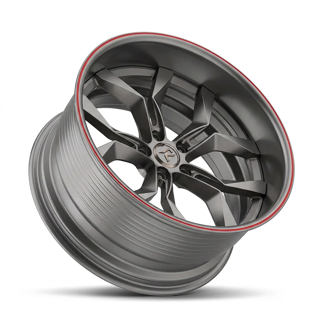 RZR LIX forged wheel — Gunmetal / Red Pinstripe