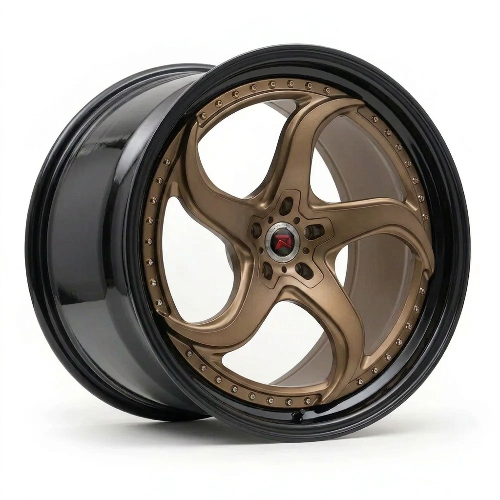 RZR XXVII forged wheel — Satin Bronze / Gloss Black Lip
