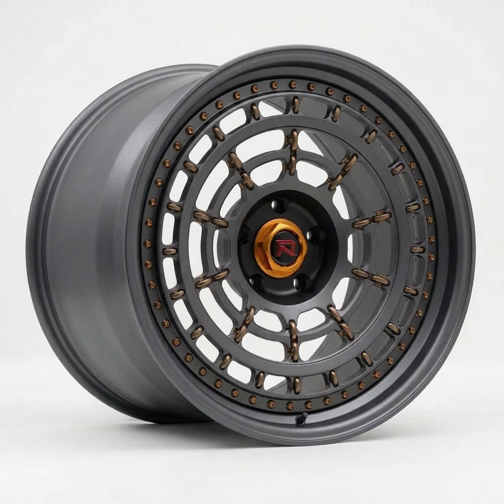 RZR XLII forged wheel — Matte Anthracite / Bronze Hardware