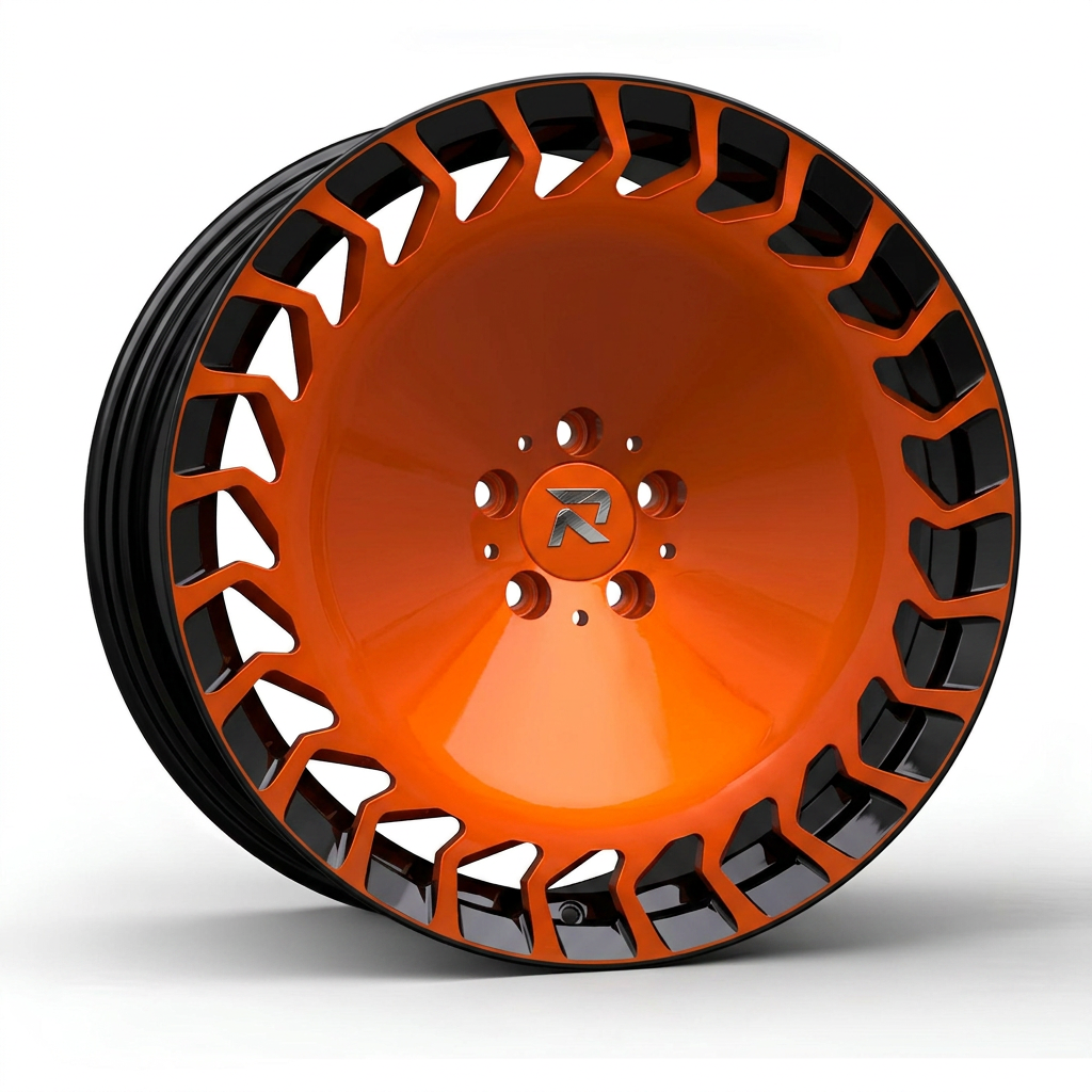 RZR CCIII forged wheel — Candy Orange / Gloss Black Lip