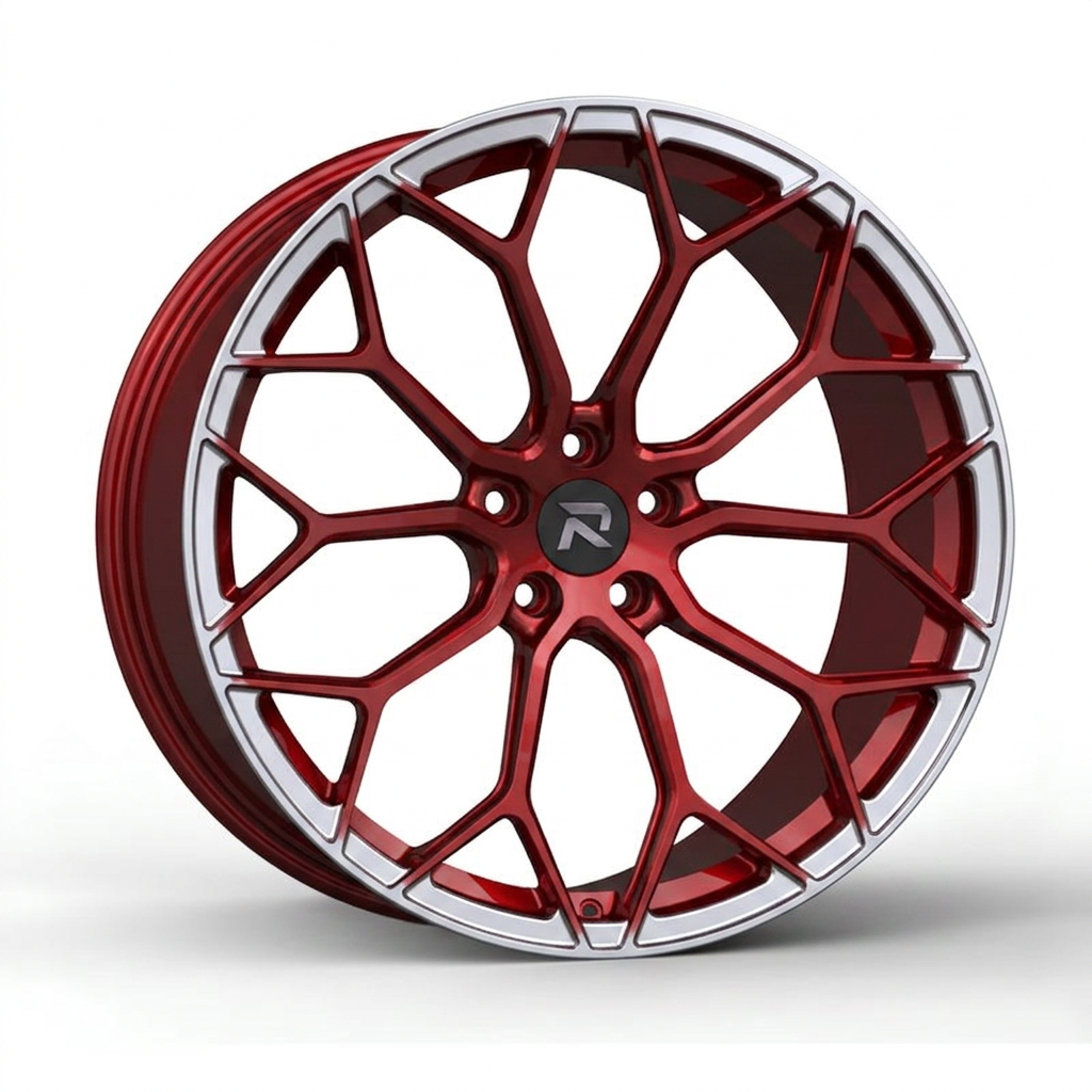 RZR CLXXXVIII forged wheel — Candy Red / Polished Lip