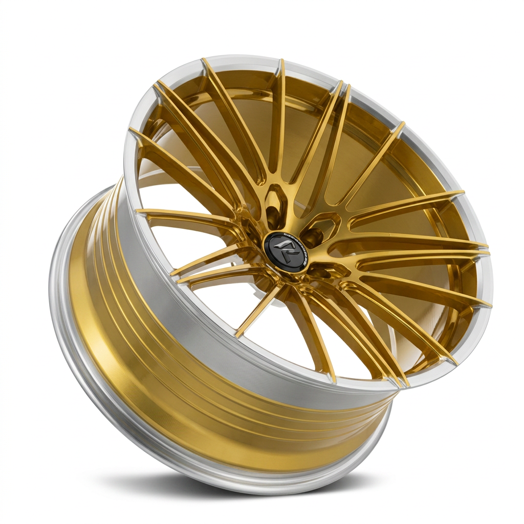 RZR LXXIII forged wheel — Gloss Gold / Machined Lip