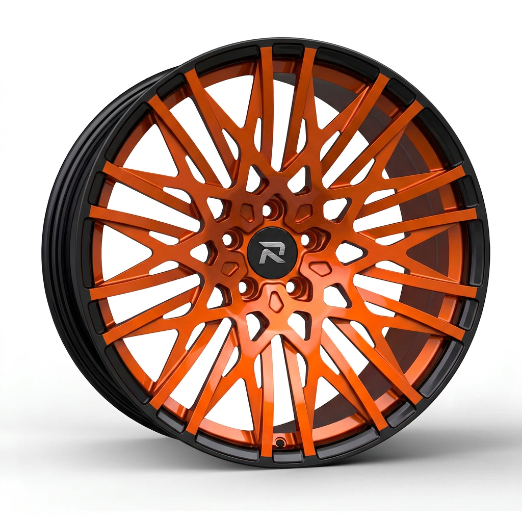 RZR CCVI forged wheel — Candy Orange / Gloss Black Lip