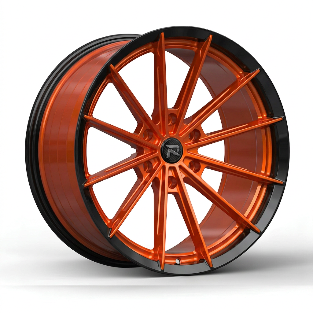 RZR CXX forged wheel — Candy Orange / Gloss Black Lip