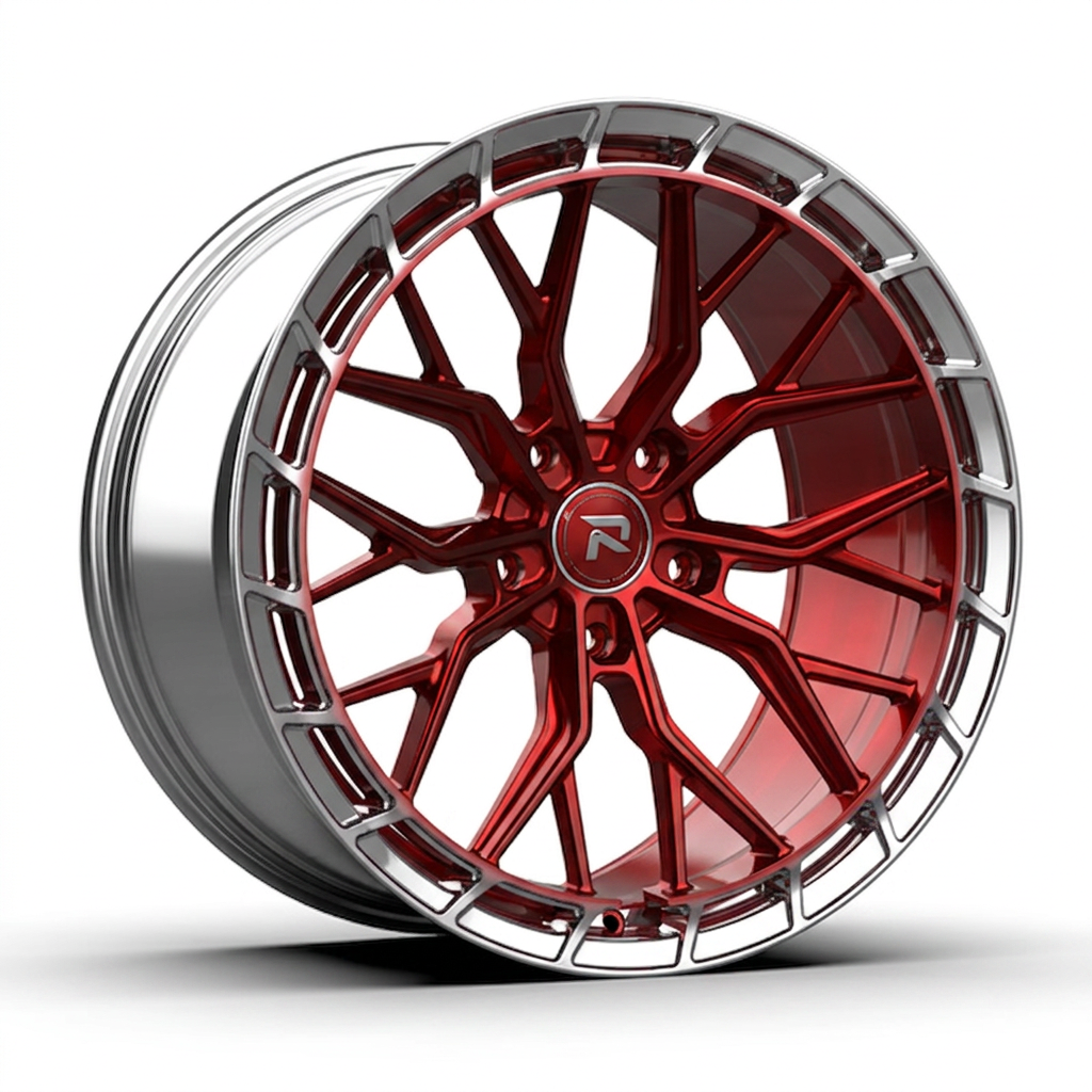 RZR CXXVI forged wheel — Candy Red / Polished Lip