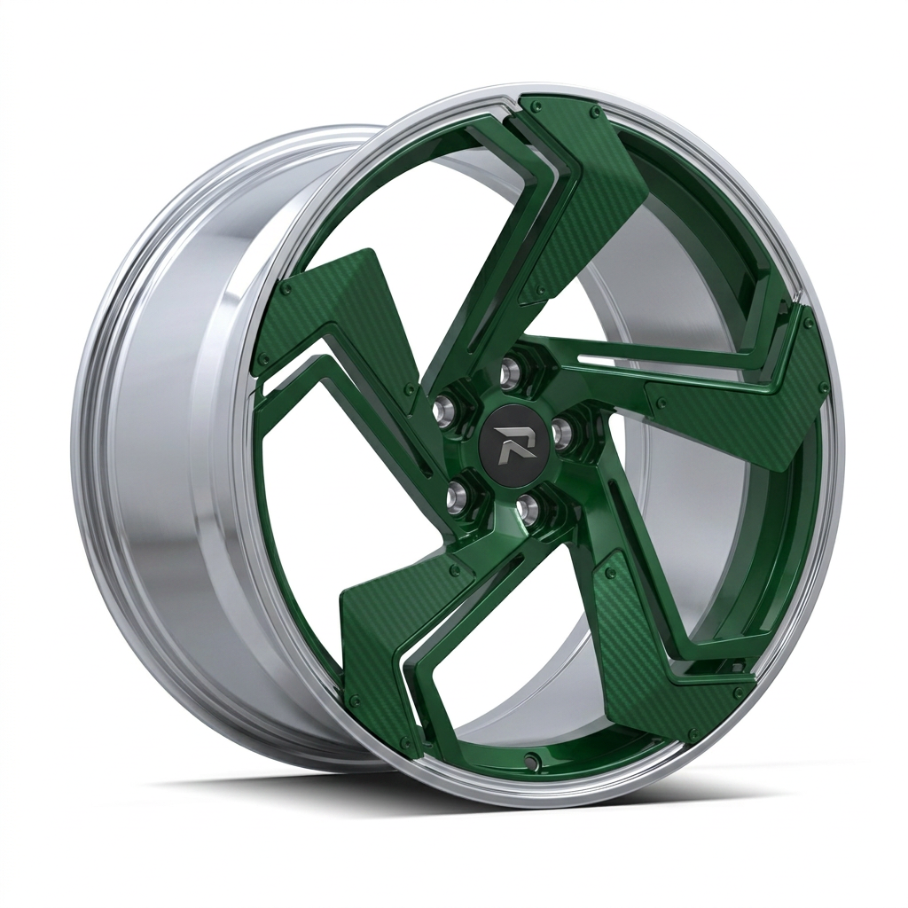 RZR CXXIV forged wheel — British Racing Green / Polished Lip
