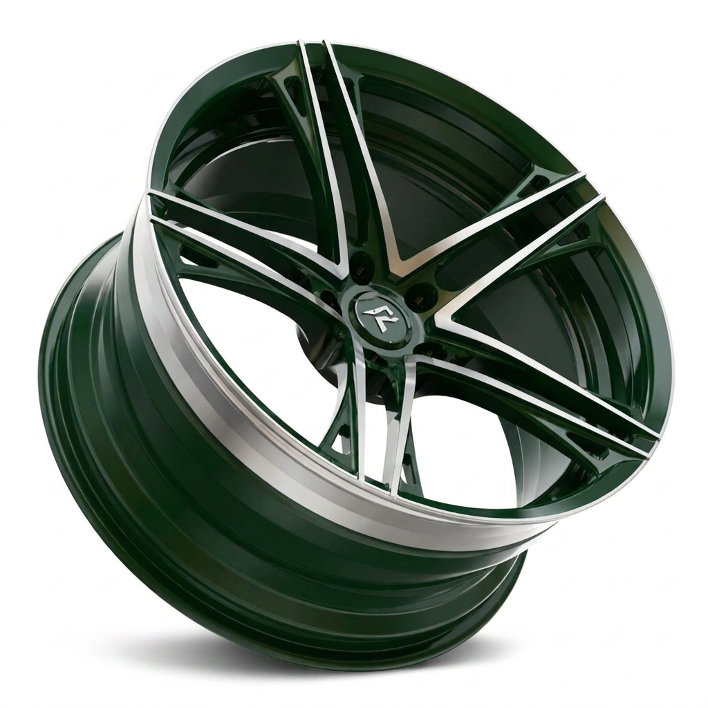 RZR V forged wheel — British Racing Green / Diamond-Cut Face
