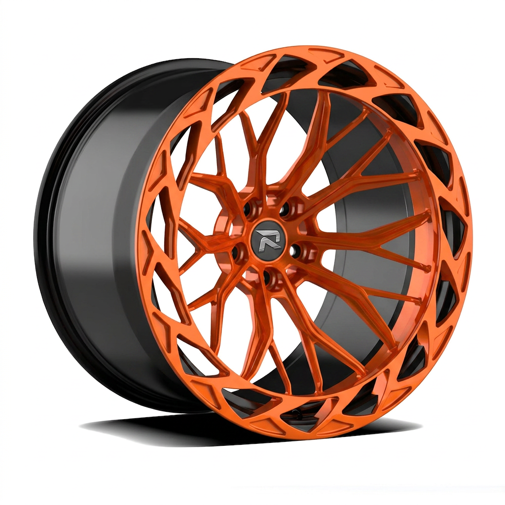 RZR CXXXIX forged wheel — Candy Orange / Gloss Black Lip
