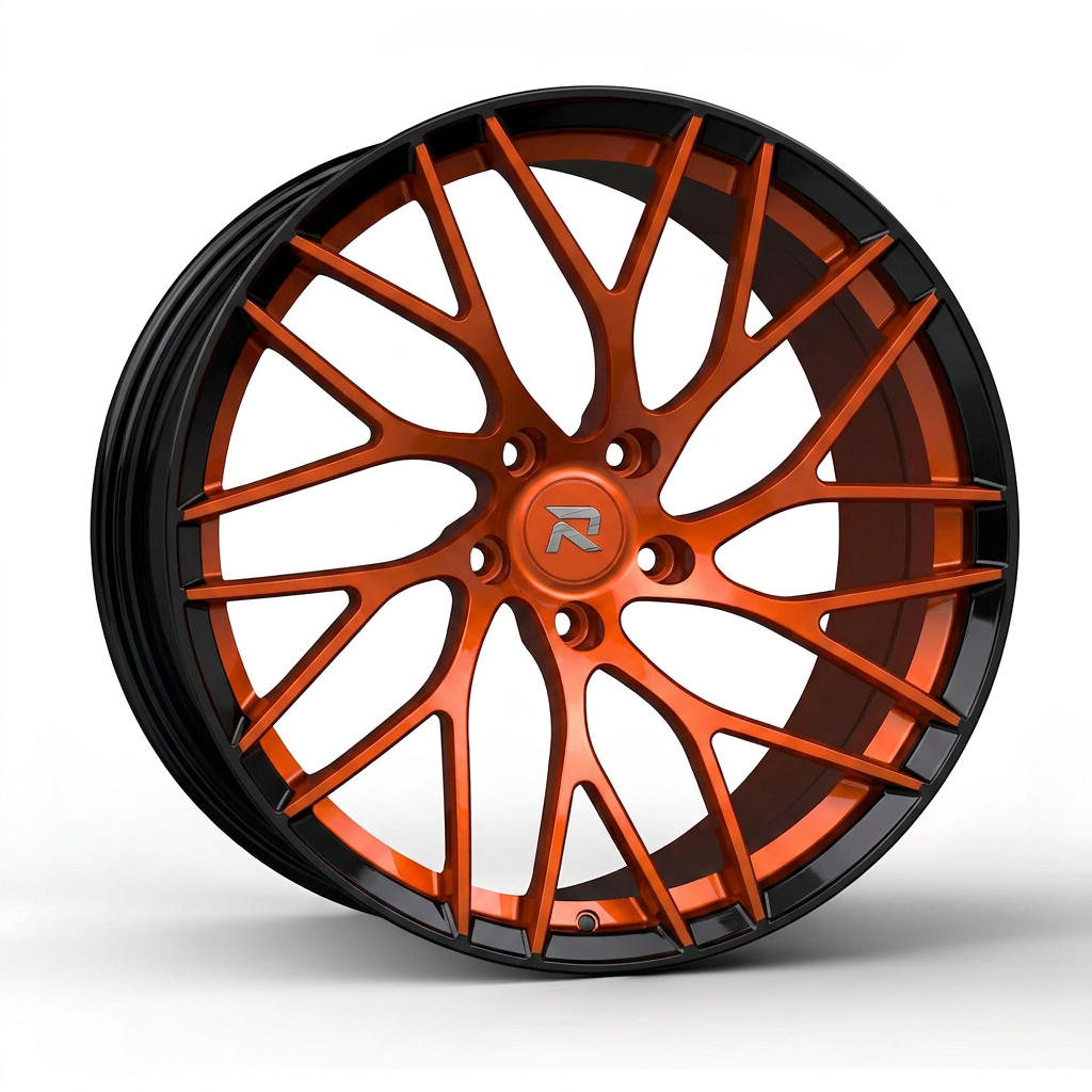 RZR CXIV forged wheel — Candy Orange / Gloss Black Lip