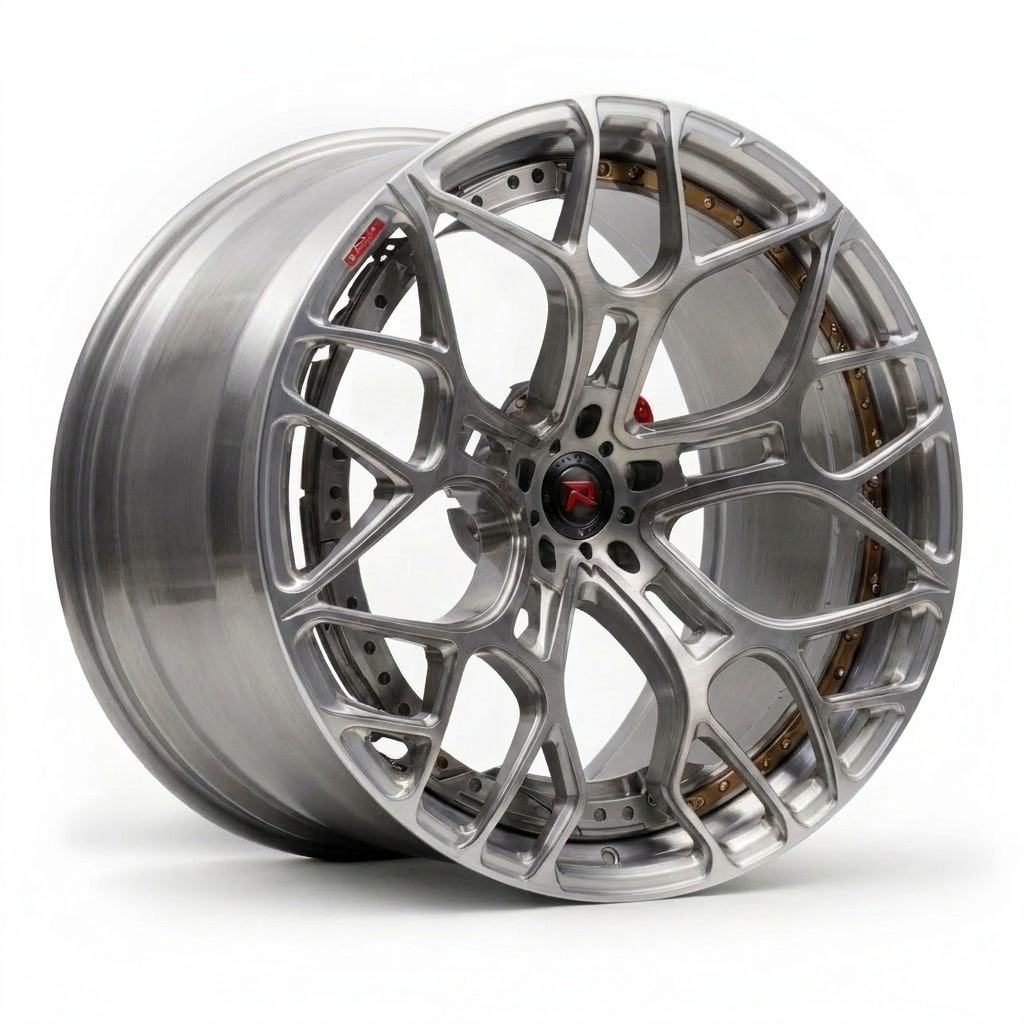 RZR XII forged wheel — Full Brushed Raw Aluminium / Bronze Barrel