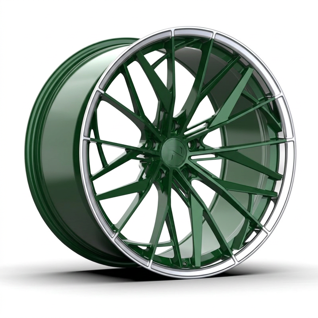 RZR CXXXIV forged wheel — British Racing Green / Polished Lip