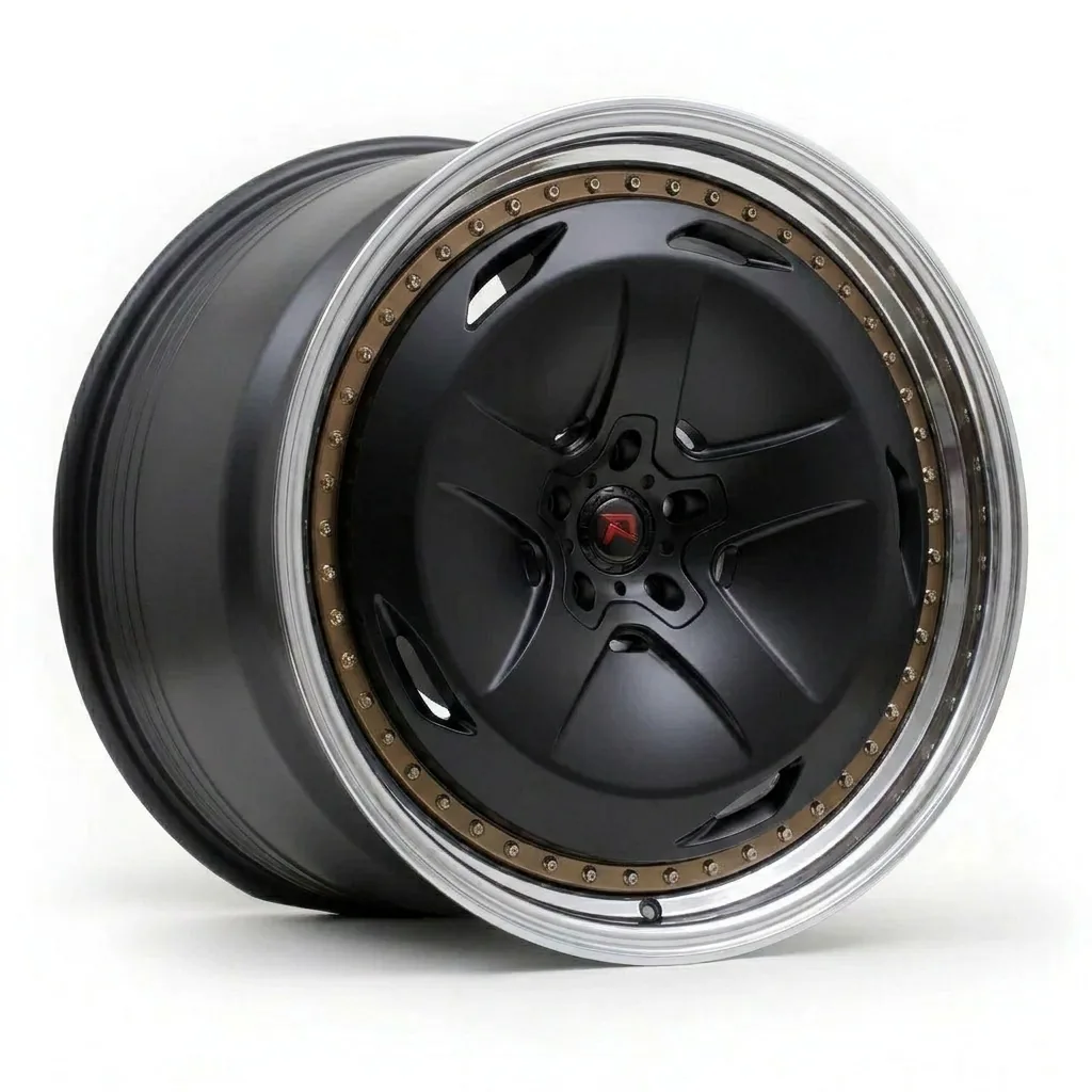 RZR XIV forged wheel — Matte Black / Polished Lip / Bronze Beadlock