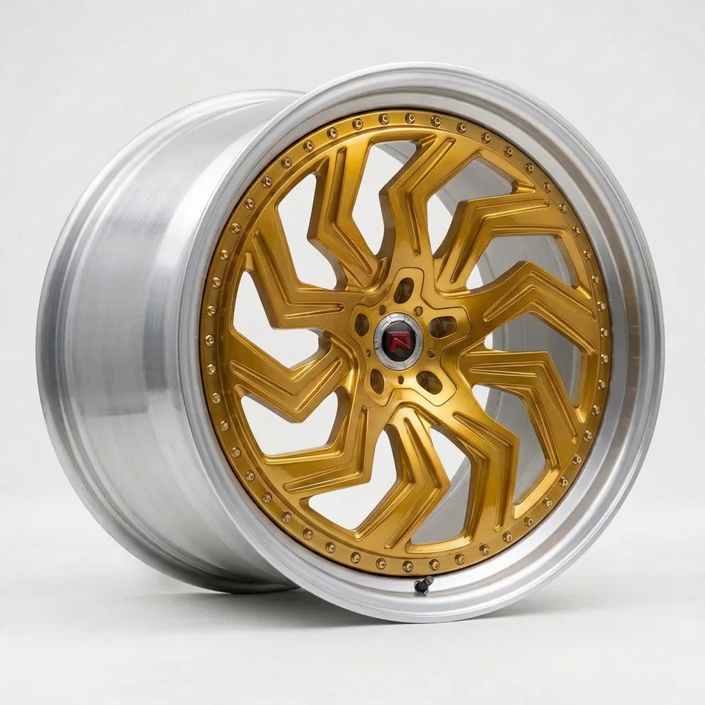 RZR XXXIX forged wheel — Gloss Gold / Machined Lip