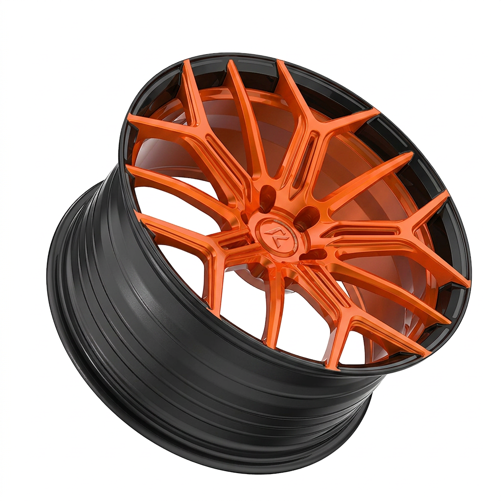 RZR LXXXVI forged wheel — Candy Orange / Gloss Black Lip