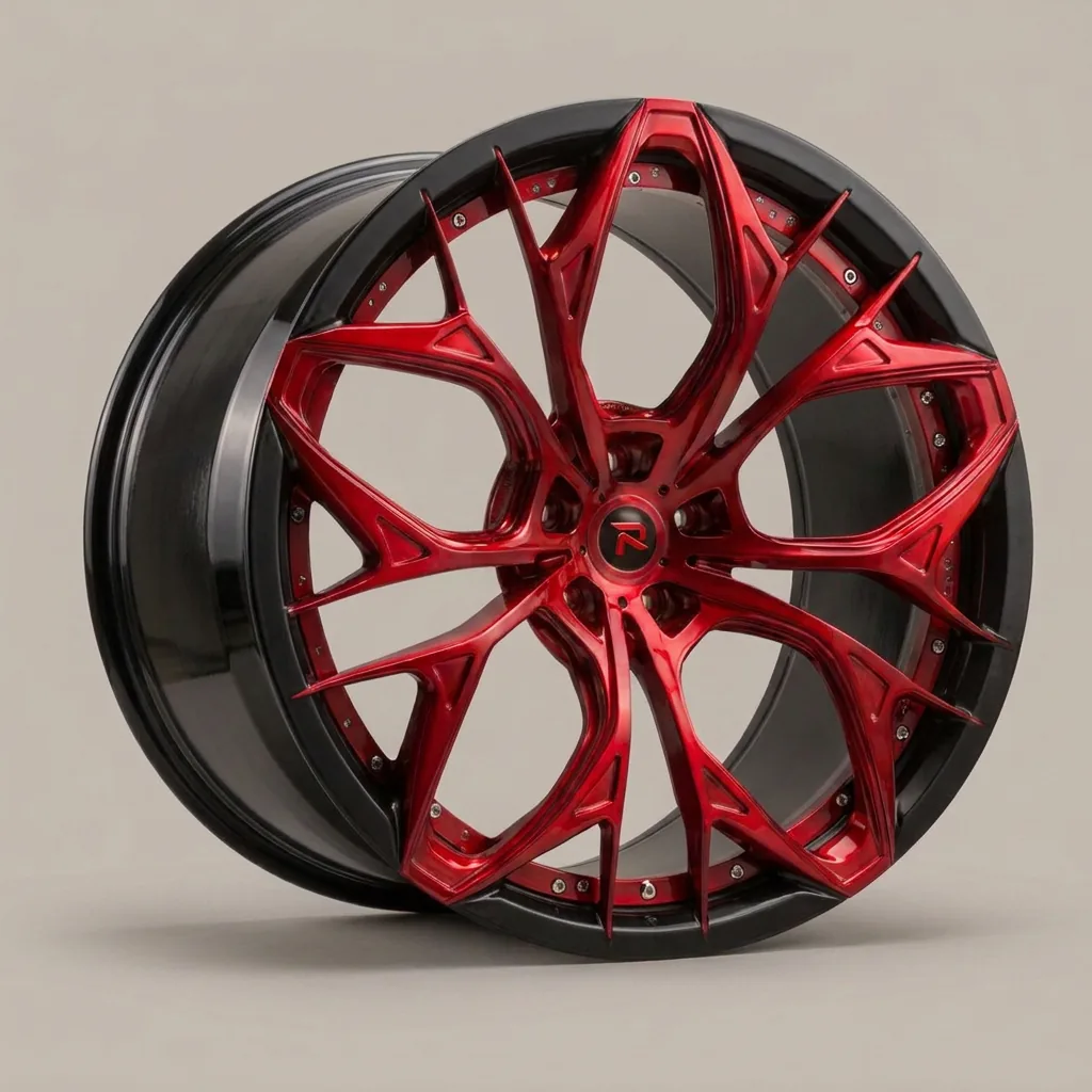 RZR XXII forged wheel — Candy Red / Gloss Black Lip