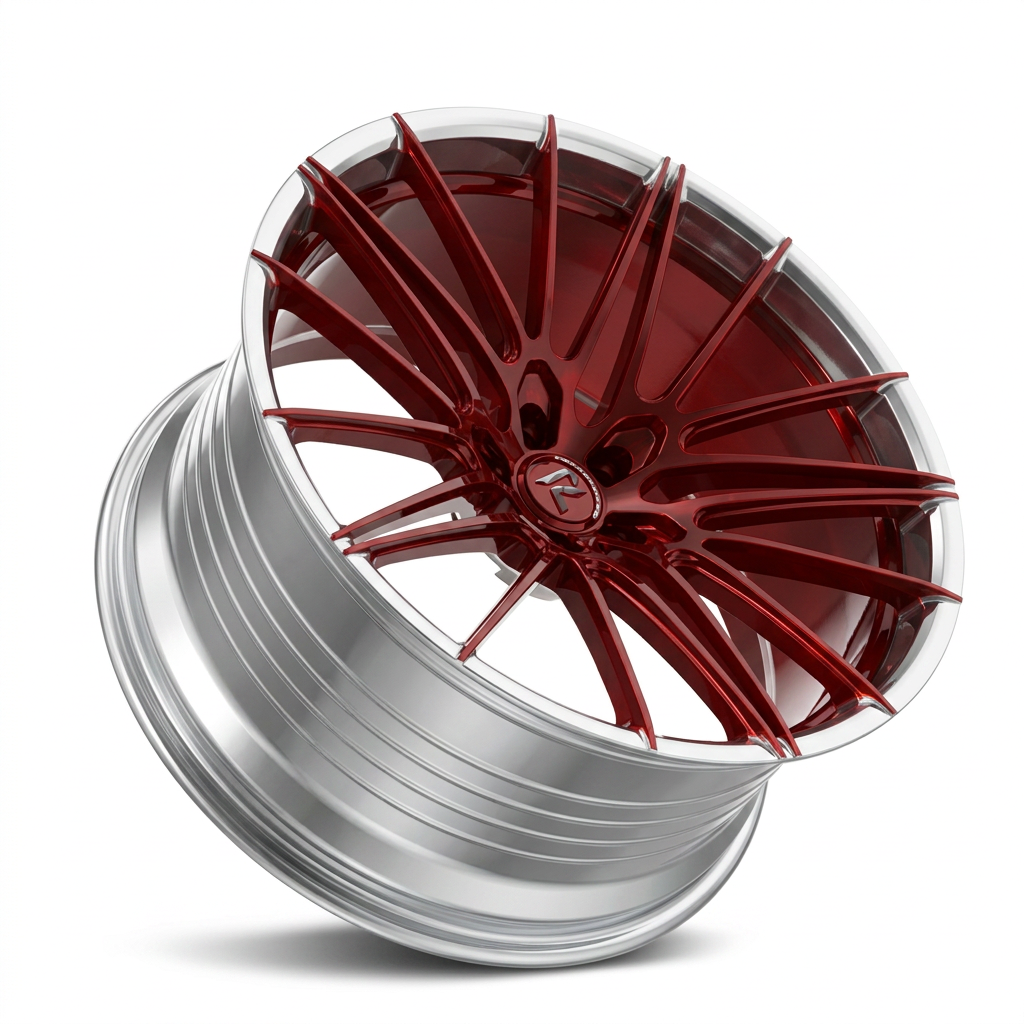 RZR LXXIII forged wheel — Candy Red / Polished Lip