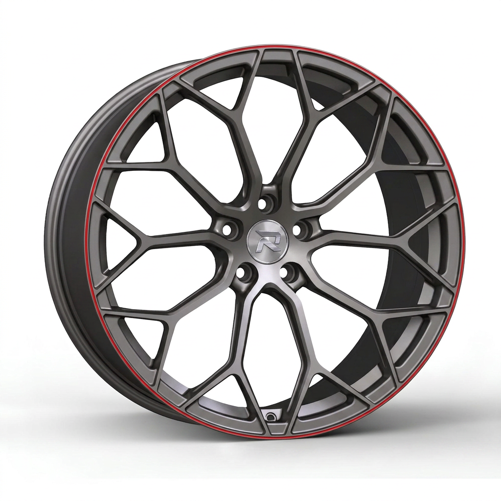 RZR CLXXXVIII forged wheel — Gunmetal / Red Pinstripe
