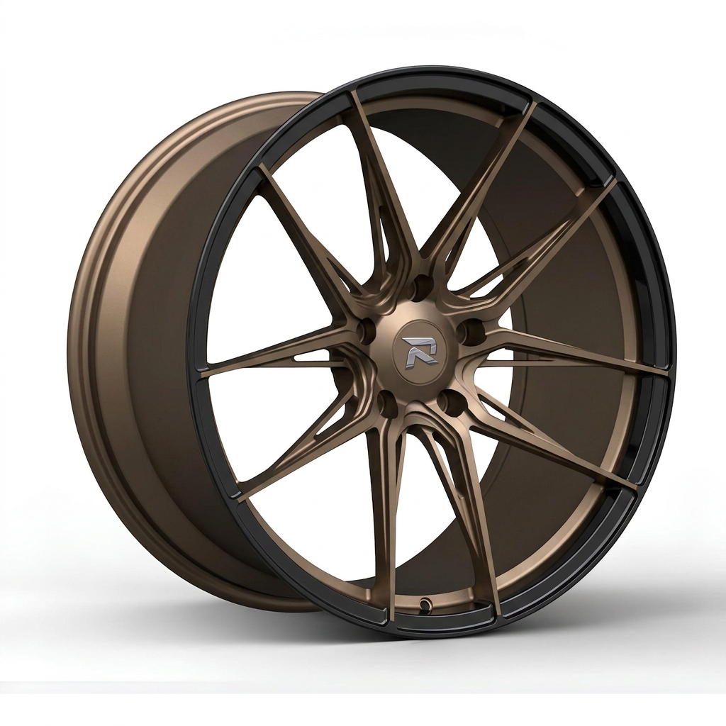 RZR CXCIX forged wheel — Satin Bronze / Gloss Black Lip
