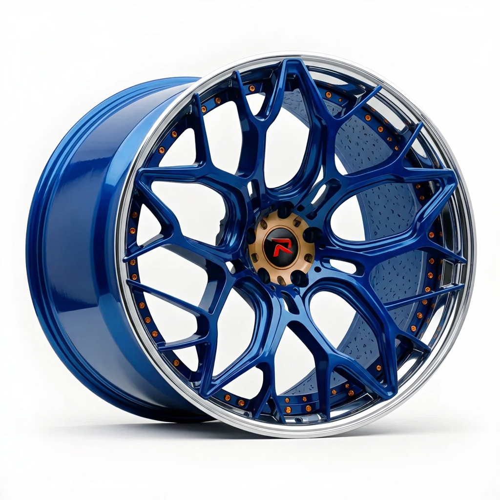 RZR XVII forged wheel — Candy Blue / Polished Lip