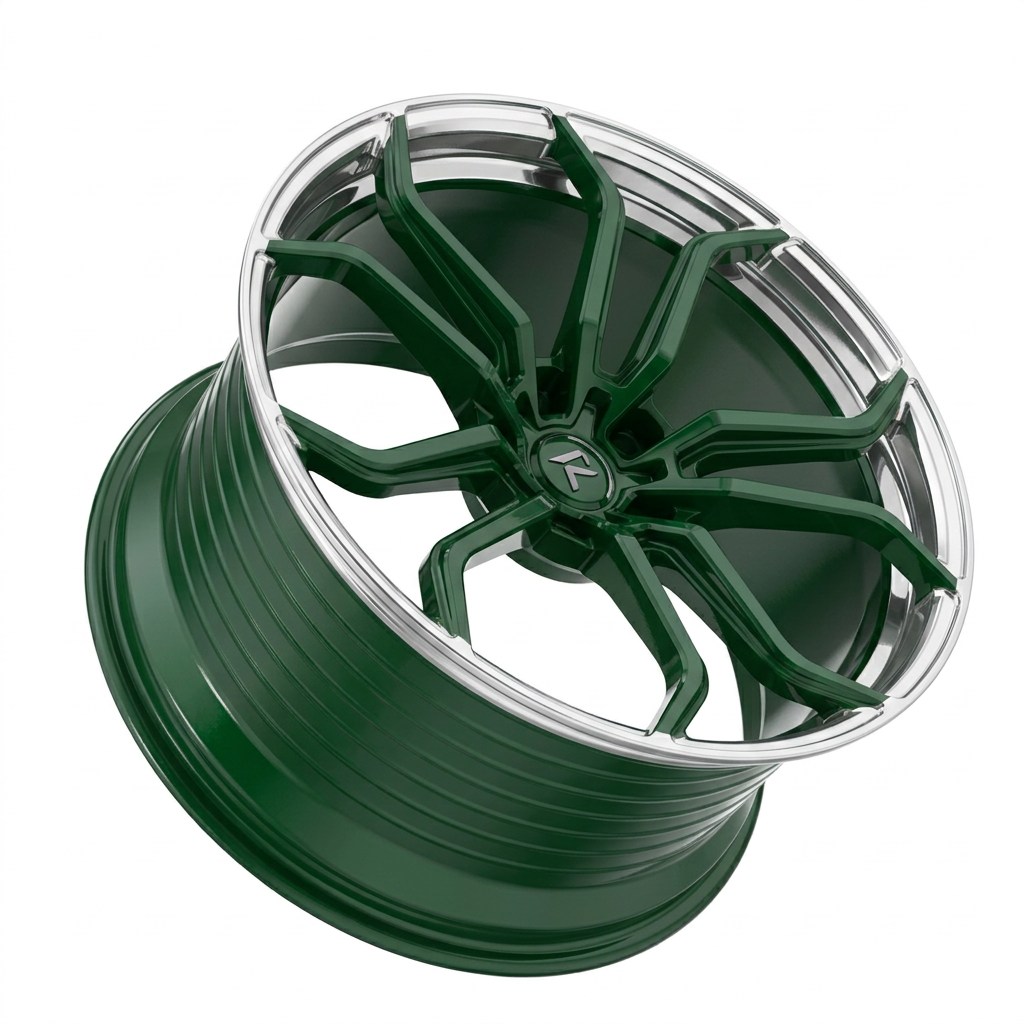 RZR LXXVII forged wheel — British Racing Green / Polished Lip