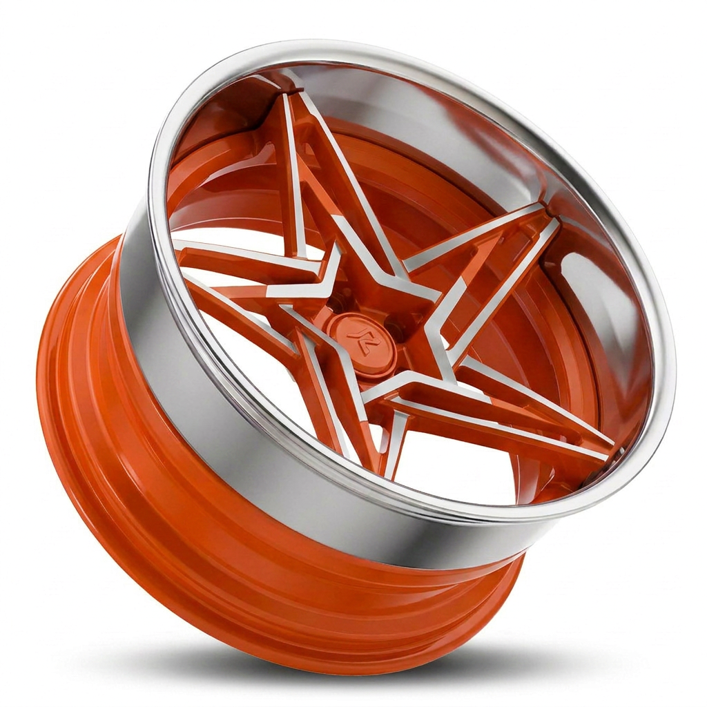 RZR IX forged wheel — Gloss Burnt Orange / Machined Spokes / Polished Chrome Lip