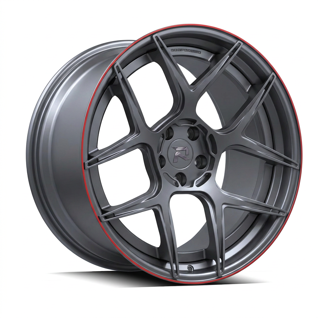 RZR CVIII forged wheel — Gunmetal / Red Pinstripe