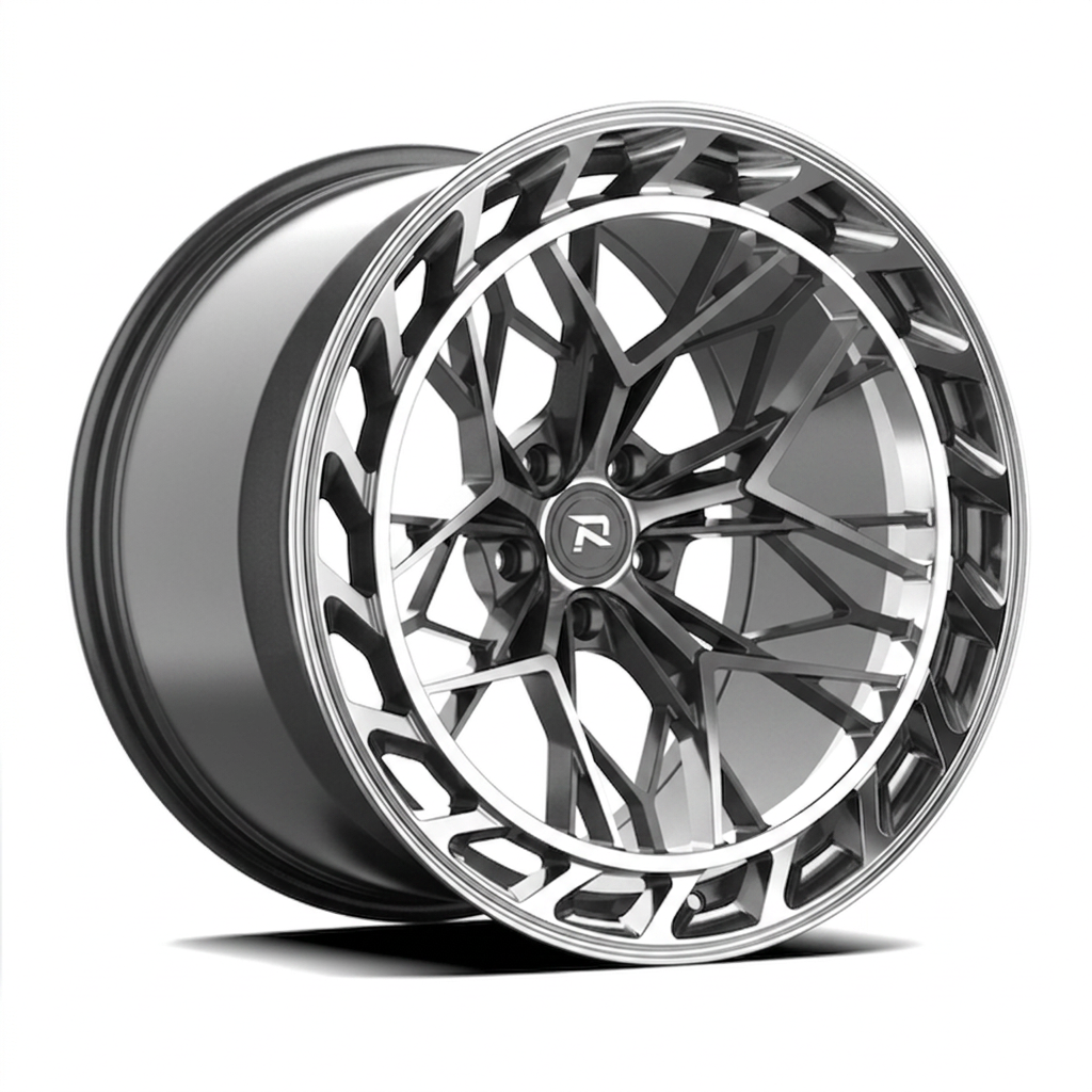 RZR CLXIX forged wheel — Graphite Machined / Polished Lip