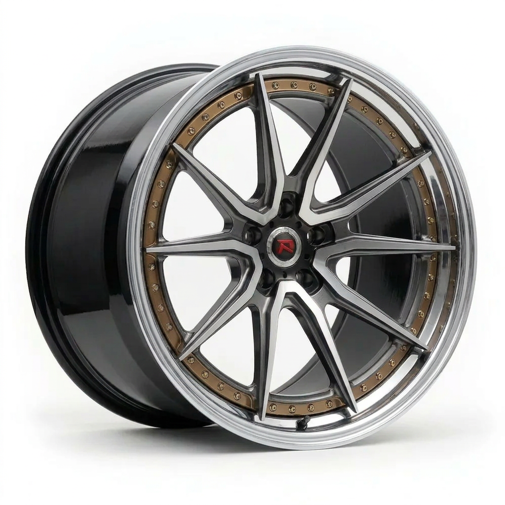 RZR XXIX forged wheel — Graphite Machined / Polished Lip
