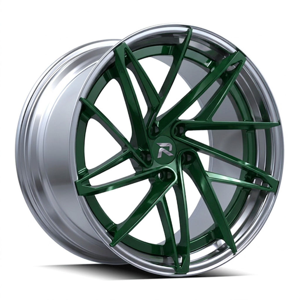 RZR CII forged wheel — British Racing Green / Polished Lip