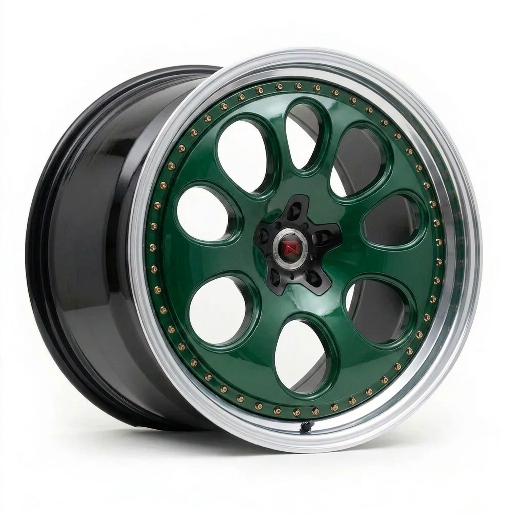 RZR XXIV forged wheel — British Racing Green / Polished Lip