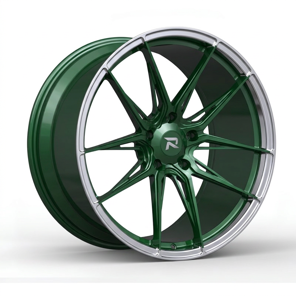 RZR CXCIX forged wheel — British Racing Green / Polished Lip