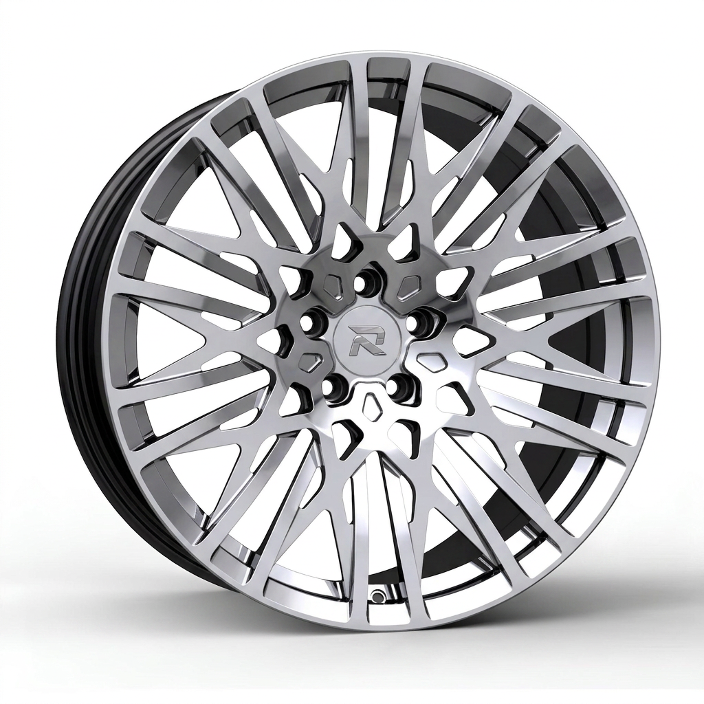 RZR CCVI forged wheel — Liquid Silver Chrome / Black Accents