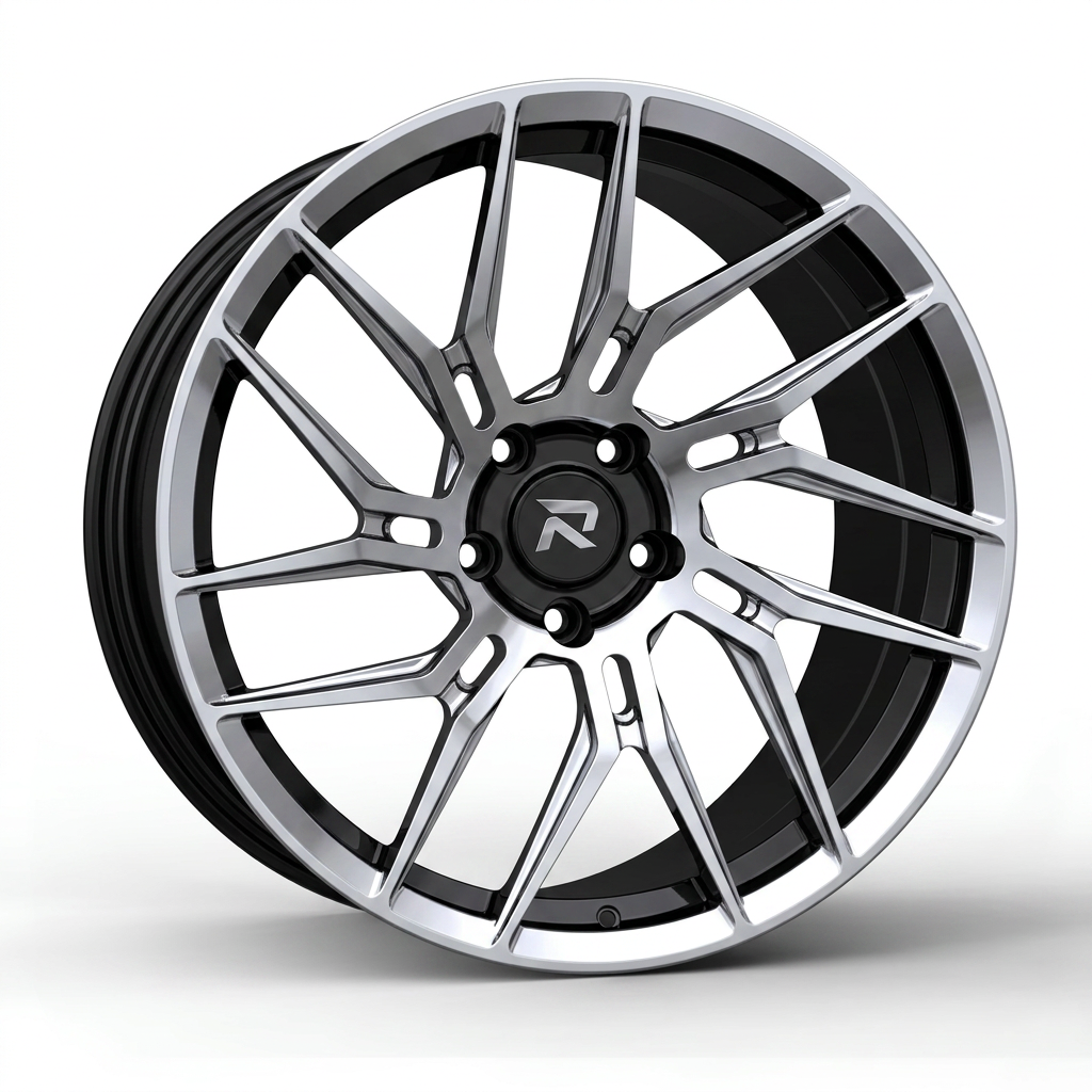 RZR CLXIII forged wheel — Liquid Silver Chrome / Black Accents