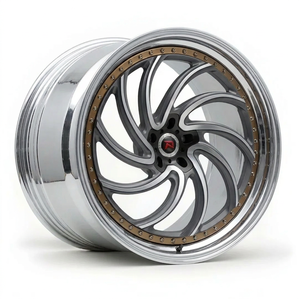 RZR XXIII forged wheel — Graphite Machined / Polished Lip