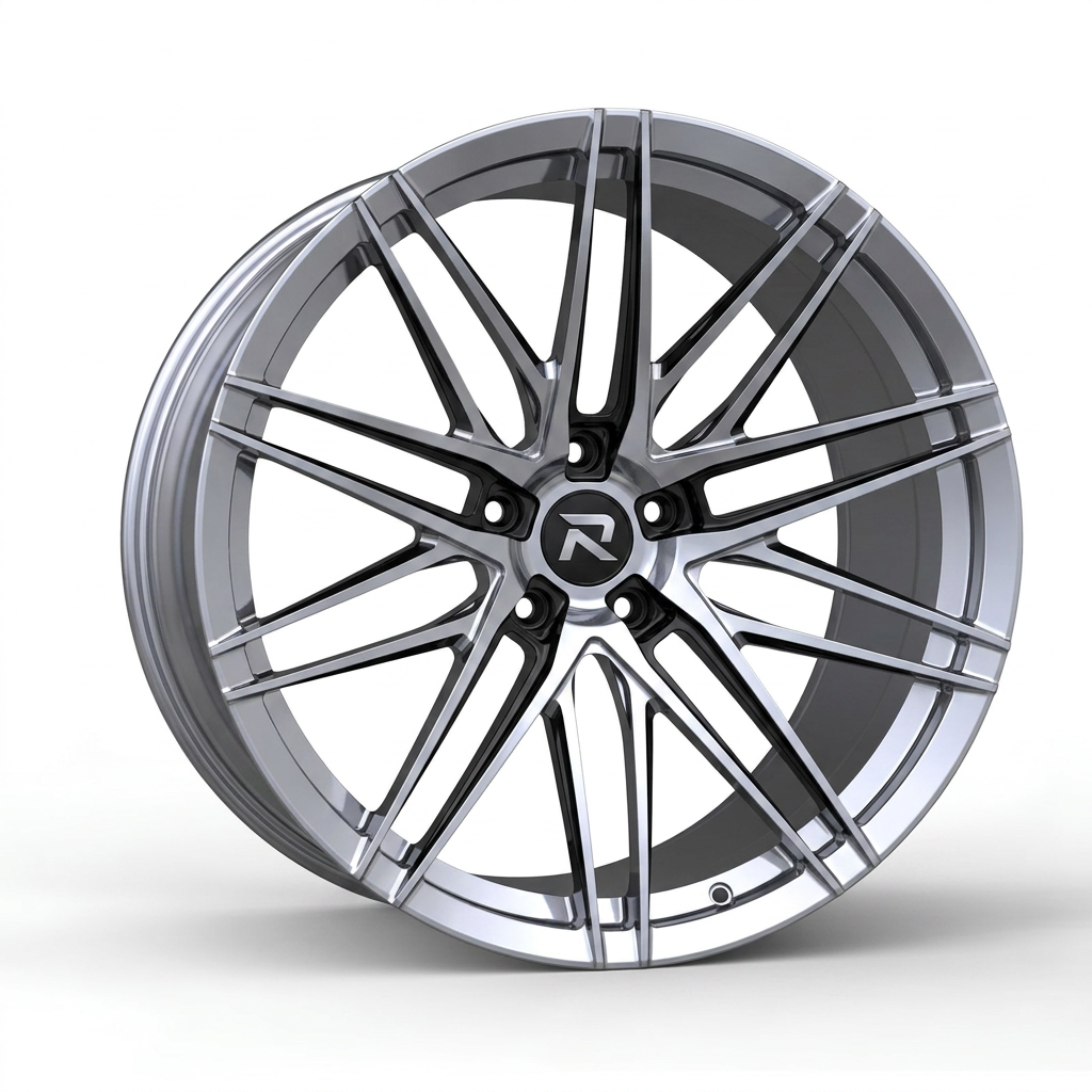 RZR CXCI forged wheel — Liquid Silver Chrome / Black Accents