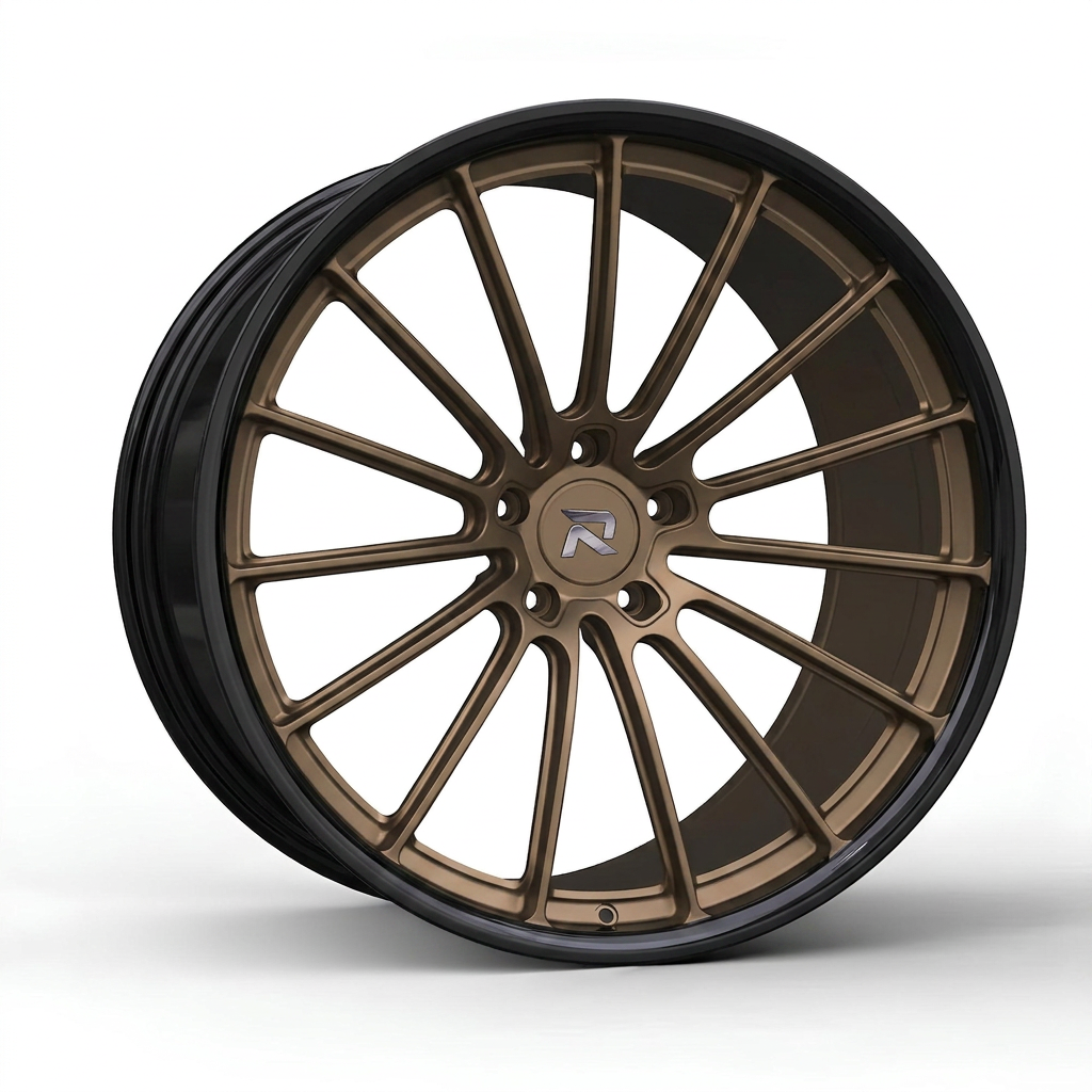 RZR CXCIV forged wheel — Satin Bronze / Gloss Black Lip