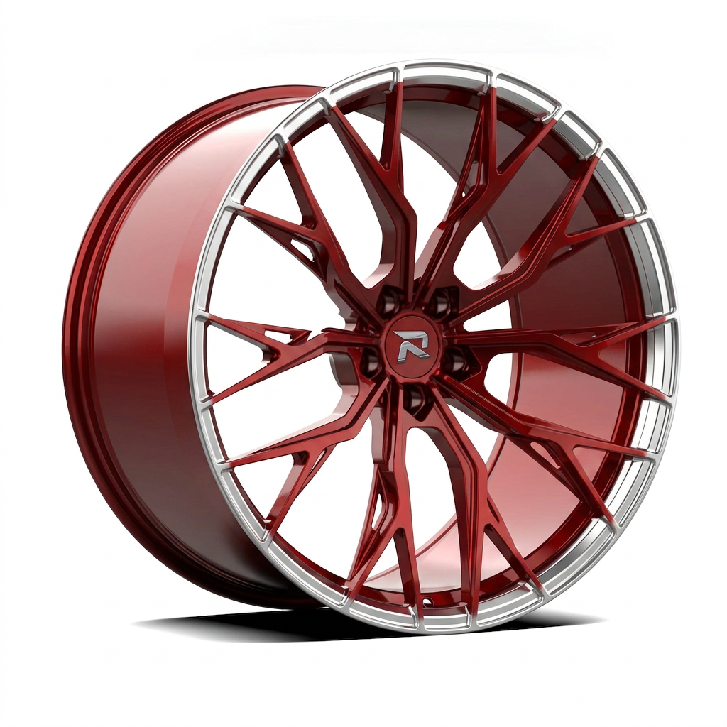 RZR CCII forged wheel — Candy Red / Polished Lip