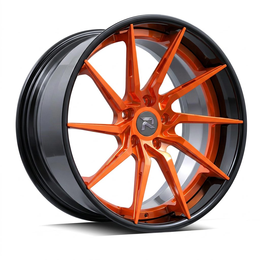 RZR XCIV forged wheel — Candy Orange / Gloss Black Lip