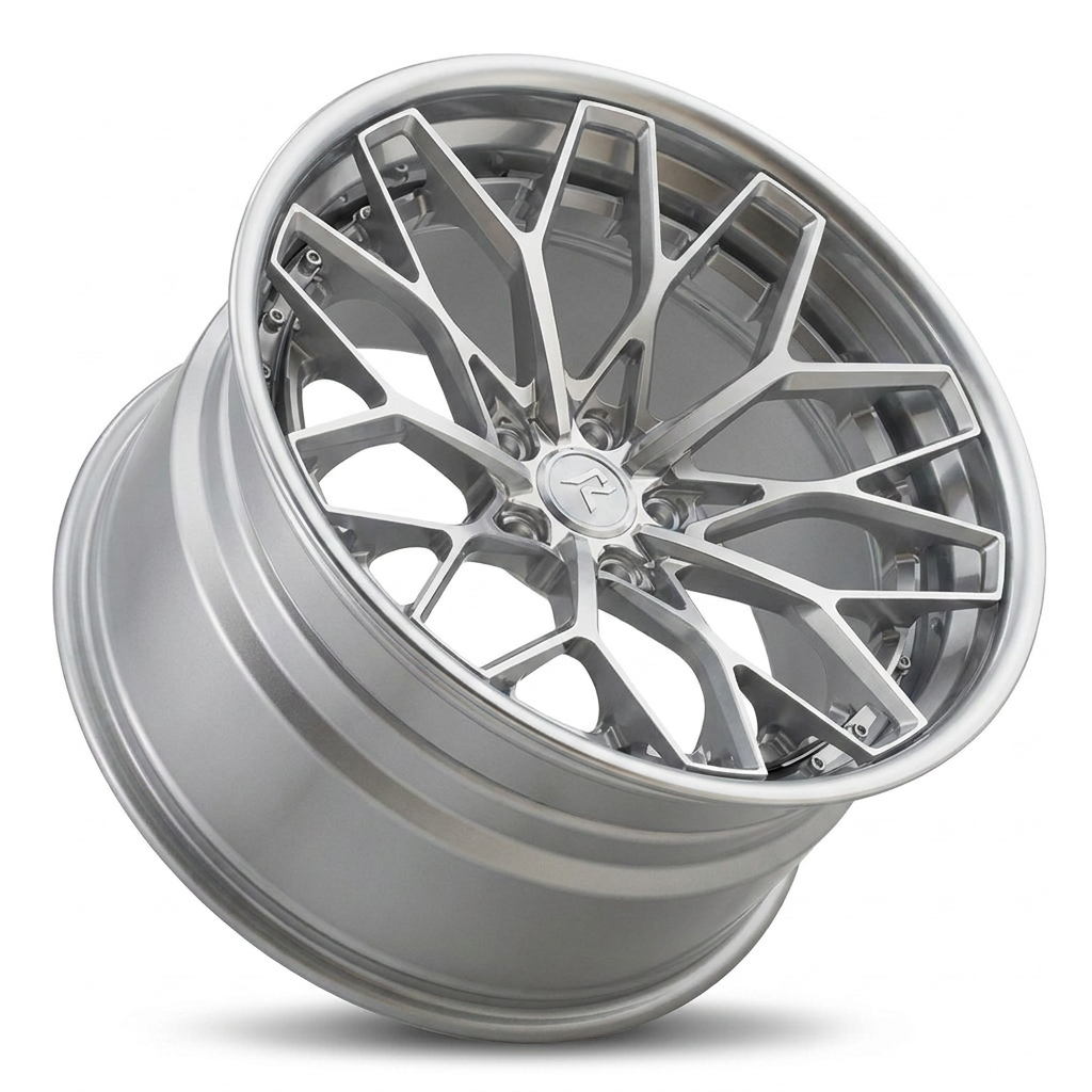 RZR VIII forged wheel — Brushed Silver / Machined Spoke Faces