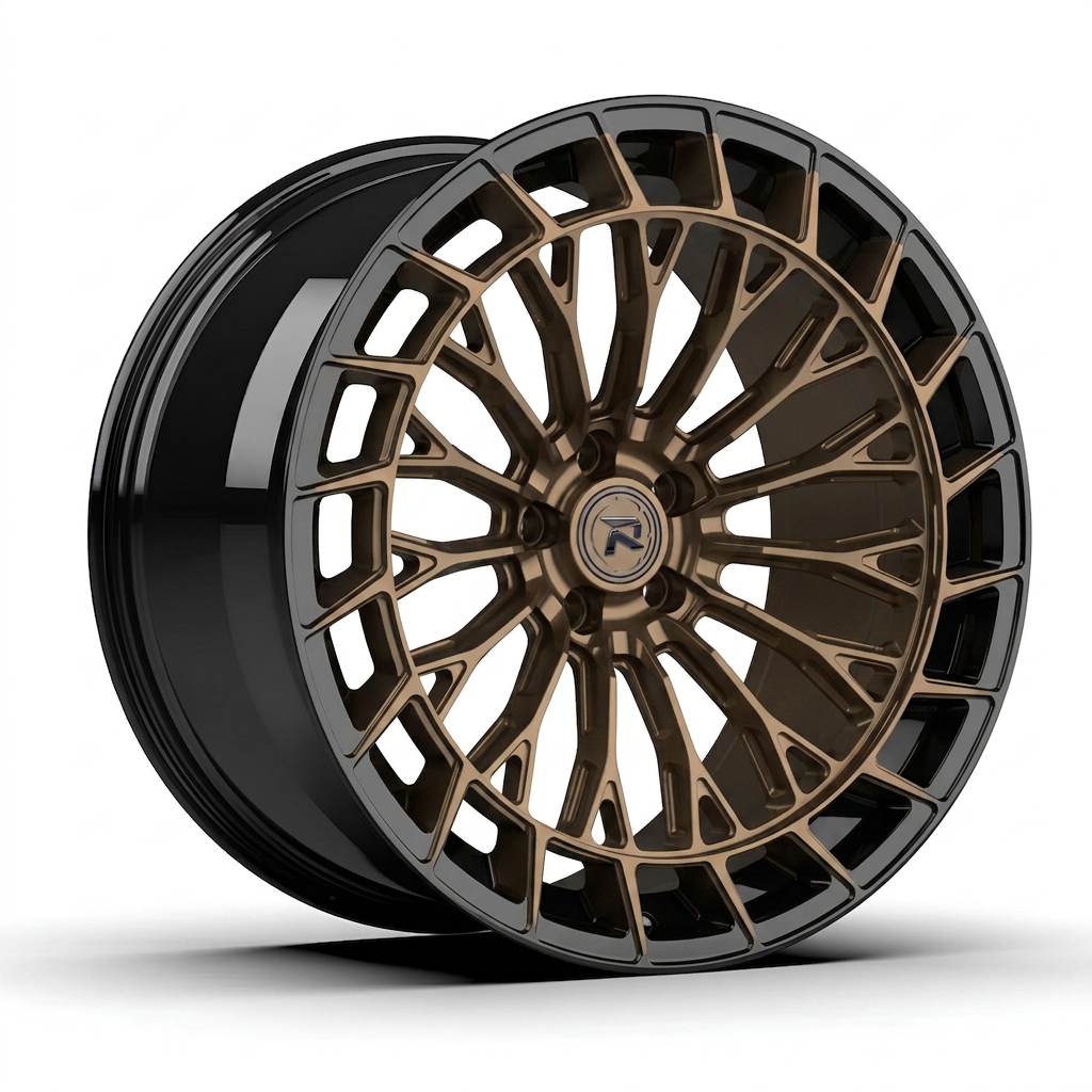 RZR CXIX forged wheel — Satin Bronze / Gloss Black Lip