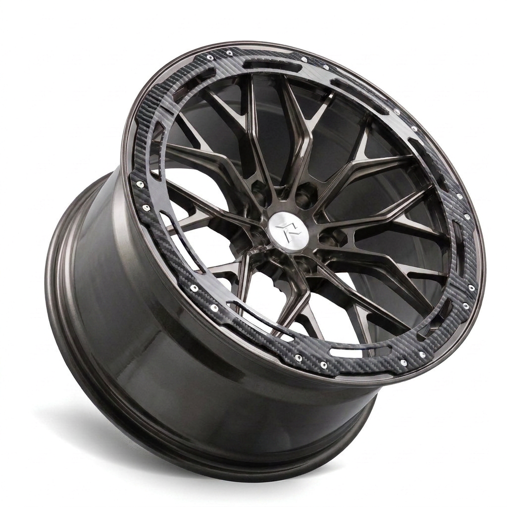 RZR LXX forged wheel — Smoked Gunmetal Tint / Carbon Fibre Lip / Gunmetal Barrel