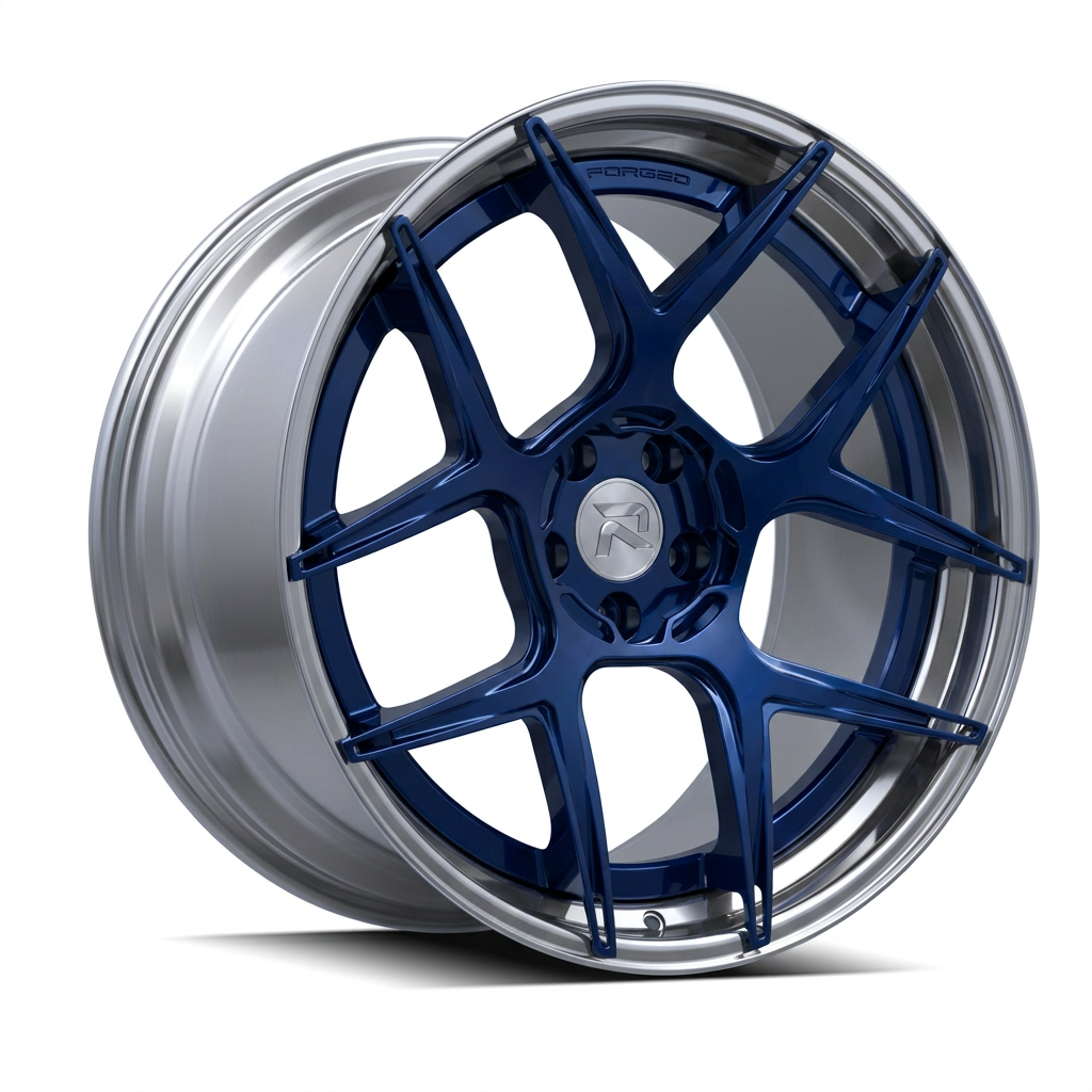 RZR CVIII forged wheel — Candy Blue / Polished Lip