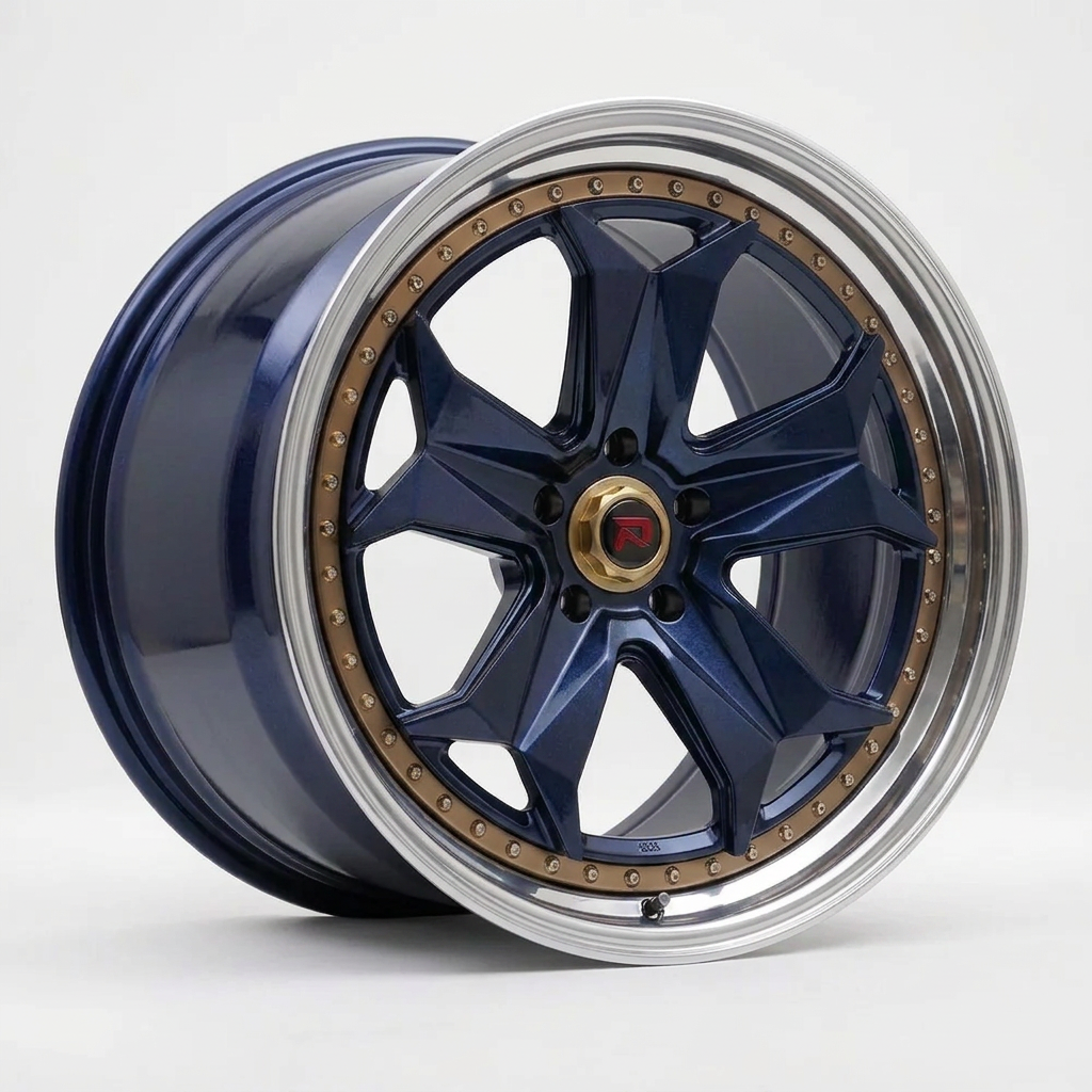 RZR XXXIV forged wheel — Midnight Blue Pearl / Polished Lip